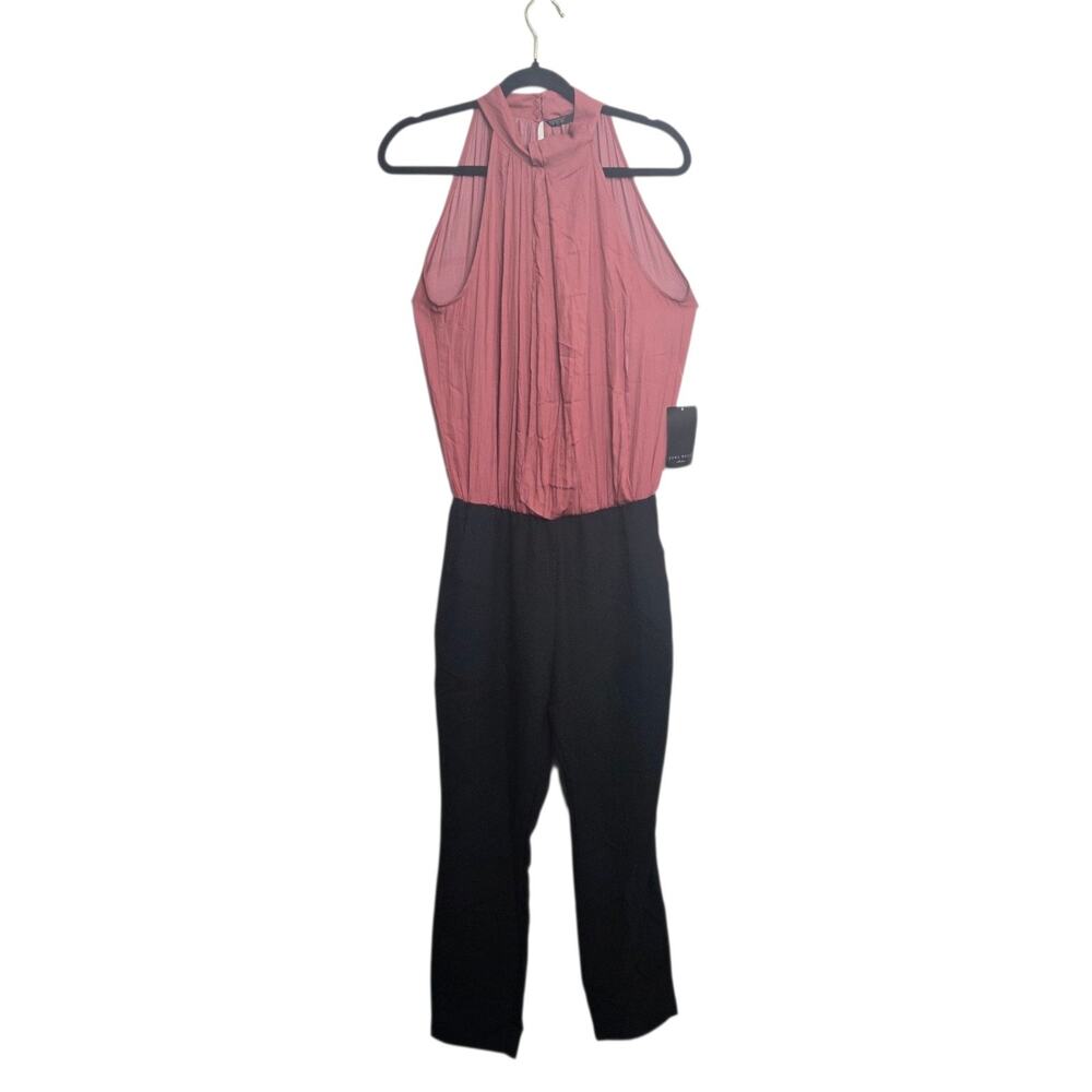 NWT Zara Size M Loose Fit Jumpsuit Mauve/Black‎ Sleeveless Jumpsuit Nightout